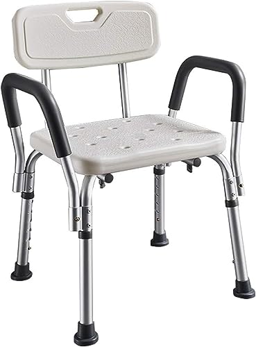 Tabouret de douche réglable avec dossier et poignées pour senior - 2