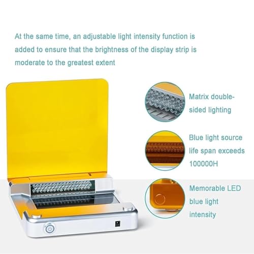 Transiluminador de luz azul, equipo de corte de gel de luz LED de escritorio, área de observación de 70 x 160 mm, brillo ajustable para investigación de laboratorio