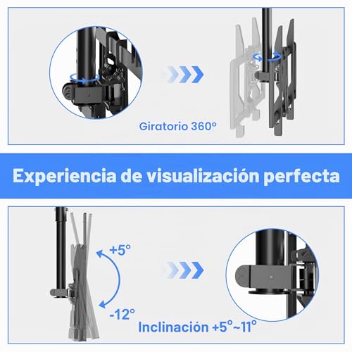 Miniatura 3 de Xinlei Soporte De Tv Techo De Movimiento Completo Para Tv De 37 A 75 Pulgadas, Altura Regulable En 4 Posiciones, Máx. Vesa 600 X 400mm, Hasta 50 Kg, Soporte Tv Pared 75 Pulgadas Mc61a