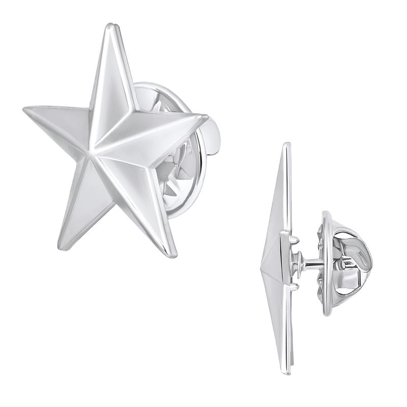 Rhodium Plated 3 Star Lapel Pins Badges