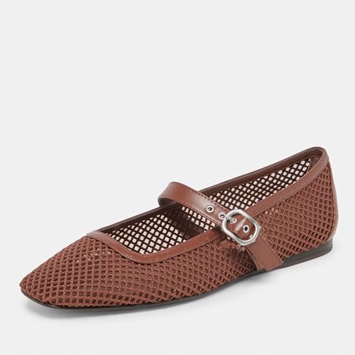 Mesh Ballet Flats for Women Mary Jane Flat Bottom with Trendy Square HeadFashionable Casual and Cute Everyday Shoes2