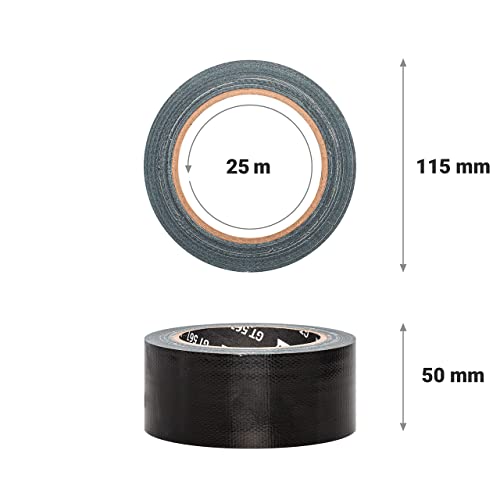 GRIP Eventbasics Gaffa Tape Black 50 mm x 25 m GT 571 Universal Fabric Tape for Repairing Bundling and Fixing - Image 2