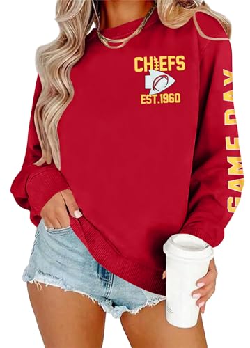 MYHALF Game Day Sweatshirt Football Shirts: Women Gameday Sequin Outfits Football Fan Game Day Shirt Long Sleeve Casual Tops