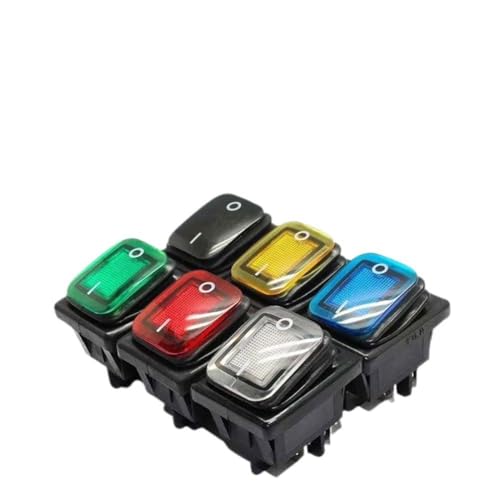 NEIQIUWING Para interruptor basculante DPST 16 A 250 VAC, interruptor de reinicio redondo con tapa, 30 x 24 mm