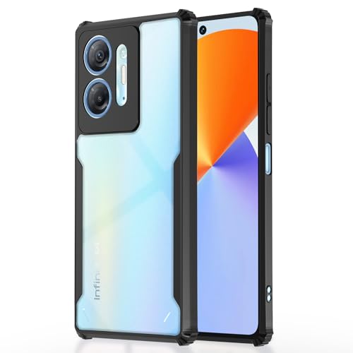 Image of Pikkme Infinix HOT 30 5G Back Cover | Crystal Clear Transparent Back | Ultra Hyrbid | Full Camera Protection | Raised Edge | Bumper Back Case (Black)