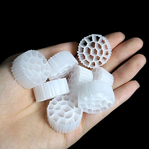 Luorng 100Pcs Aquarium Fish Tank Koi Pond Plastic Biochemical Filter Media For Fish Tank Sump Koi Pond Aquaponics Aquaculture Hydroponics Diameter 25Mm, White #TOP1