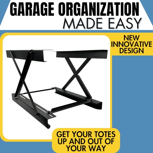 Image of Koova Dual Rail Heavy Duty Overhead Garage Storage System - Stacking Overhead Storage Rails, Made in USA, Easy Installation, Hardware Included, Tote Bin Storage Solution