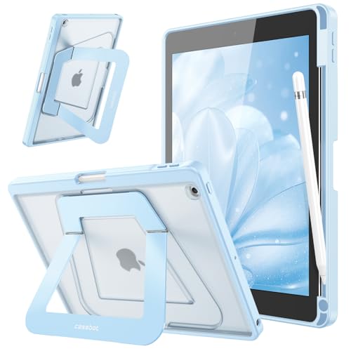 Coque iPad 9e/8e/7e génération pour le travail et les étudiants étui multipositions bleu ciel