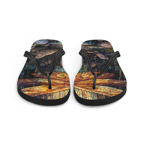 Dragonfly Stained Glass Art Flip-Flops, Colorful Insect Print Sandals, Summer Beach Shoes, Comfy Casual Footwear4