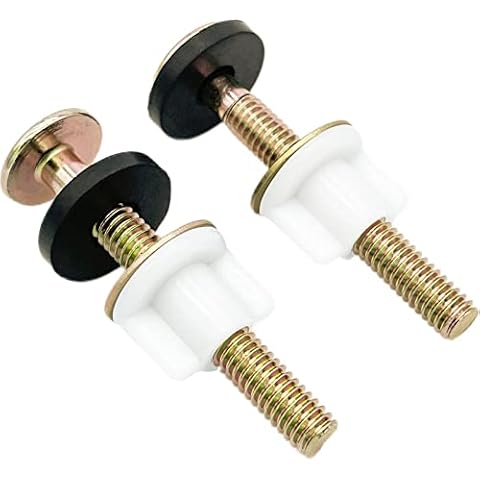BOETOADG 2Pcs Universal Toilet Seat Bolt and Screw Set, Heavy Duty Toilet Seat Hinge Bolts with White Plastic Nuts, Metal and Rubber Washers, Replacement Parts for Top Mount Toilet Seat Hinge Cover