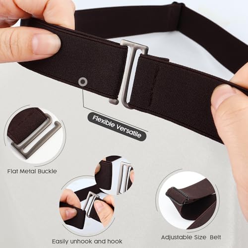 No Show Invisible Elastic Belt for Women Men, Elastic Web Strap Waist Stretch Belt with Flat Buckle4