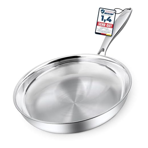 Morleos Padella in acciaio inox 18/10, 32 cm, non rivestita, 5 strati, 3 mm, 1,67 kg, in acciaio inox per induzione, lavabile in lavastoviglie e utilizzabile in forno fino a 400 °C, di alta qualità