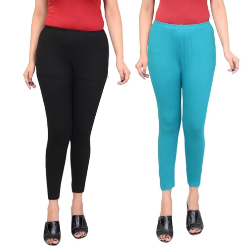 Image of Women Ankle Length Leggings Combo Pack Stretchable Comfortable Slim Fit High Waist Leggings for Women Ankle Length Soft Fabric