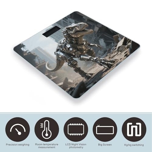 Báscula digital de baño dinosaurio de vidrio templado miniatura 3