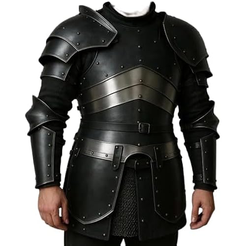 Blackened Knight Full Suit Armor – Medieval Steel Breastplate & Pauldron Set for LARP, Cosplay & Reenactment | Gothic Style Wearable Body Armor