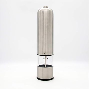 EZ Life Premium Stainless Steel Electric Salt Pepper Grinder Mill Tall Shaker with LED - Durable - with Adjustable Coarseness - for Fresh Ground Rock Salt, Sea Salt, Black Pepper, White Pepper