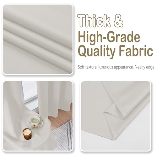 Image of Natural Curtains for Small Window Treatment, Light Blocking Short Kitchen Window Curtains Over Sink, Dual Rod Pocket Half Window Tiers for Bathroom Basement, Each 40Wx36L, 2 PCS