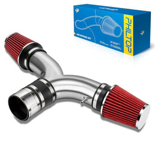 PHILTOP 3.5" Cold Air Intake Kit System Compatible with Dodge Ram 1500 / Ram 2500 / Ram 3500 2003 2004 2005 2006 2007 2008 5.7L V8, High Performance,Red