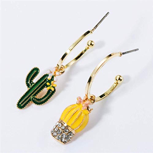 Pendientes de aro de cactus asimétricos de aleación ligera para mujer 3