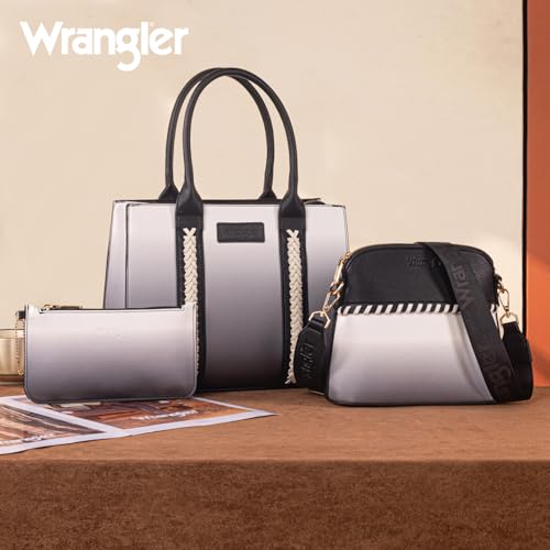 Image of Wrangler 3PCS Purses for Women Tote Bag Crossbody Handbag and Wallet Set with Guitar Strap