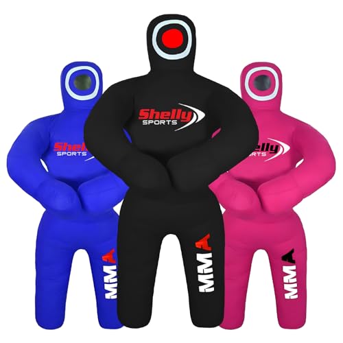 Shelly MMA Grappling Wrestling Dummy for Kids BJJ Punching Bag Wrestling Buddies Brazilian JIU Jitsu Standing Position Dummy Martial Arts Boxing Karate Training Dummies (47" / 4 Feet) UNFILLED (Black)