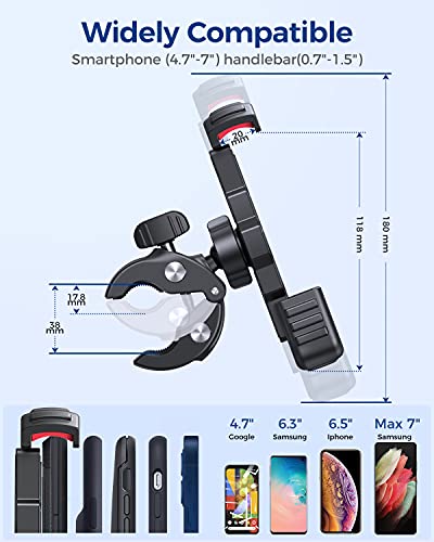 Sanosan One-Push Motorcycle Phone Mount,3S Quickly Install,1 Second Automatic Lock & Release, Bike Phone Holder Handlebar, Motorcycle Accessories For Bicycle, Compatible For Cellphone (4.7"-6.8") #TOP3