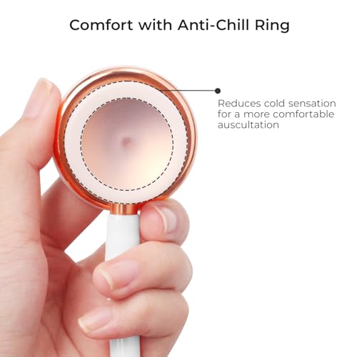 Image of Scienlodic Double-Sided Stethoscope with Ear Tips, Professional Stethoscope for Doctor Nurse Clinical Student Use, Customized Gold-Plated High-end - White