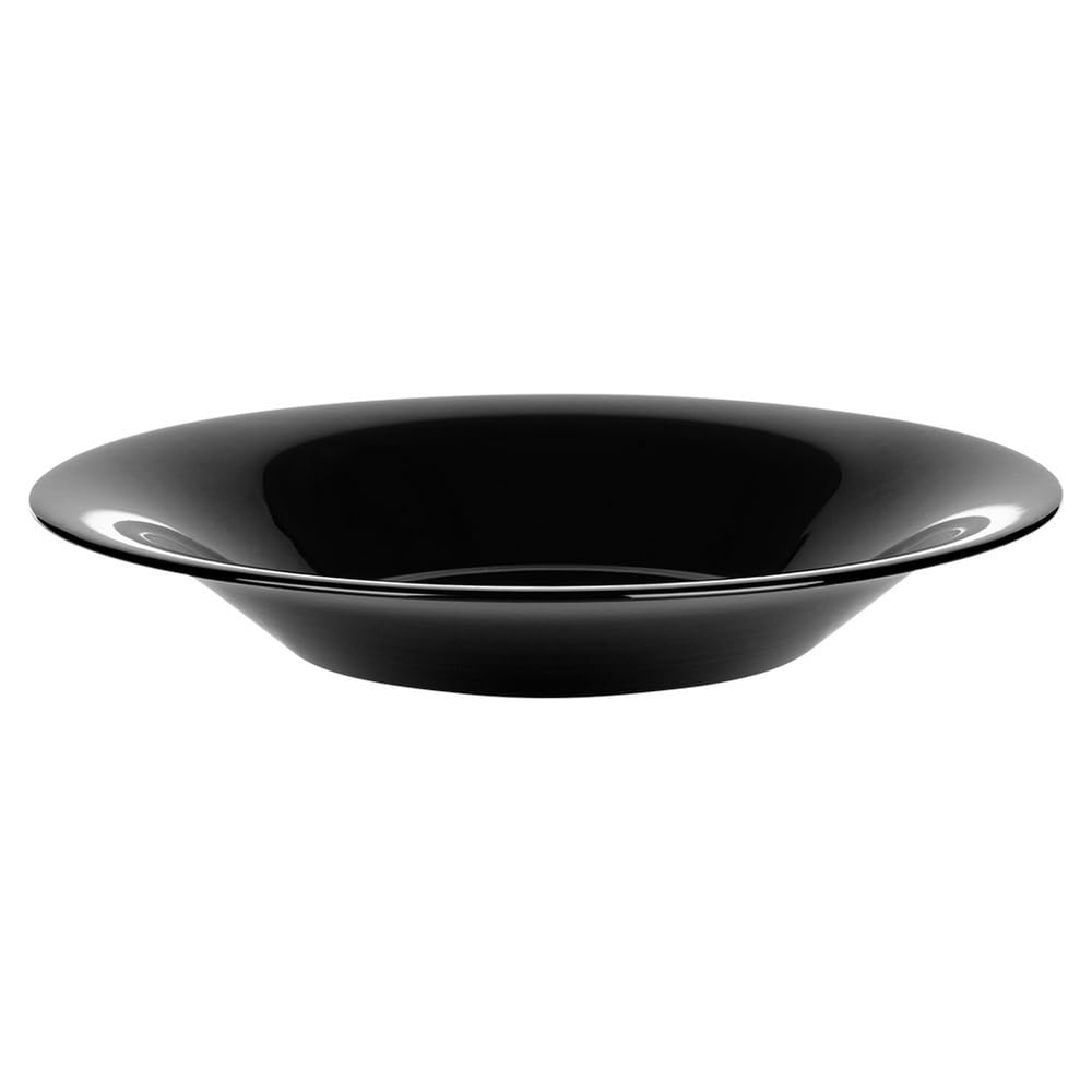 Vilde Tiefe Essteller aus Glas Schwarz 21.5 cm, 400 ml 6 Stk. | Teller, Suppenteller, Set, Schale, Suppenschale, Speiseteller Essteller