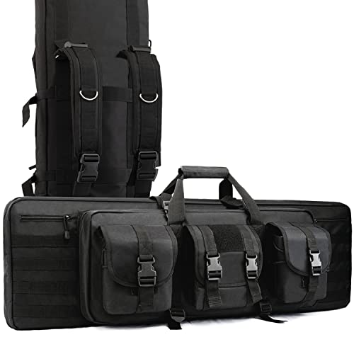Dulce Dom Rifle Bag, Soft Double Rifle Case For Storage And Transportation, Tactical Portable Long Gun Case Carrying Backpack With Molle For Shooting Range Hunting Outdoors, 32/36/42/48 Inch (Black, 42"X 12") #TOP5