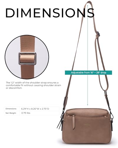 Image of Alldaily Small Triple Zip Crossbody Purse for Women, Vegan Leather Phone Bag with Wide Shoulder Strap