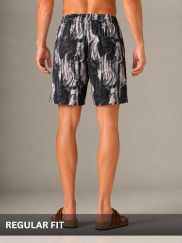 Image of Leriya Fashion Men's Rayon Printed Shorts | Elastic Waist Printed Summer Outfit | Relaxed Fit Casual Short's with Pockets | Lightweight Beach & Lounge Wear | Gym Boxer Shorts for Men