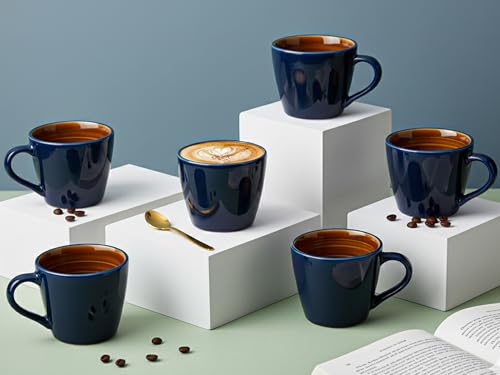 Image of Bodhi House Handcrafted Ceramic Tea Cup Set of 6 Pieces (175 Ml), Stoneware Coffee Mug, Microwave Safe Small Tea Cup, Glossy Finish, Ideal for Daily use, Casual Gatherings and Gifting, Royal Blue