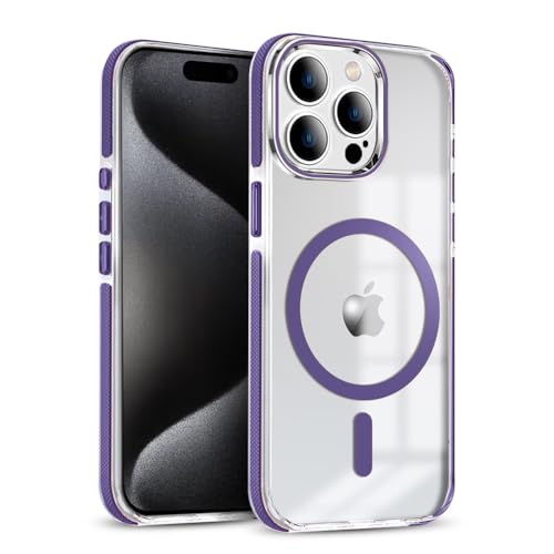 Image of MINTZZ ️ for iPhone 15 Pro Max Case, Compatible with MagSafe, Military-Grade Protection, Yellowing Resistant, Scratch-Resistant TPU Back, Magnetic Phone Case for iPhone 15 Pro Max, Clear Purple