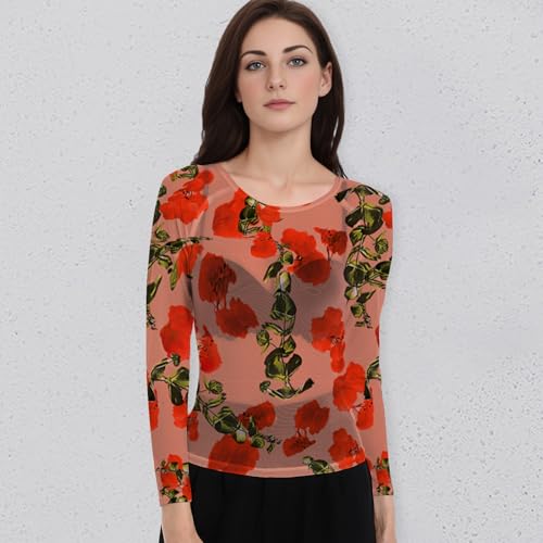 Image of Buauty Sheer Tops for Women,Mesh Fishnet Tops Plus Size,Stylish and Sensational Mesh Blouses for Fashion-Forward Ladies