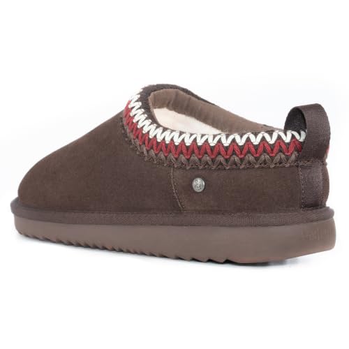 Image of Women's Genuine Shearling Slippers Suede Warm Indoor Outdoor Shoes Rubber Sole