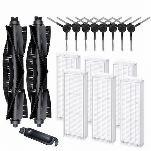 WVCR200S Accessories Kit for WYZE Robot Vacuum Cleaner WVCR200S Replacement Parts Kit, 2 Main Roller Brush, 6 Hepa Filter, 8 Side Brush, 1 Cleaning Tools (17PCS)