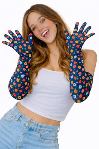 Image of Women's Driving Gloves, Printed Cotton Full Hand Summer Gloves for Protection from Sun Burn /Heat /Pollution (Pack of 1 Pair)