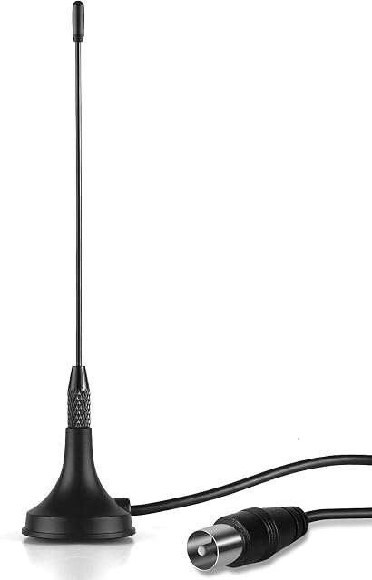 Portable Freeview HD TV Aerial - August DTA180 - Powerful Mini Antenna with Magnetic Base for Kitchen / Truck / Bedroom Portable Television