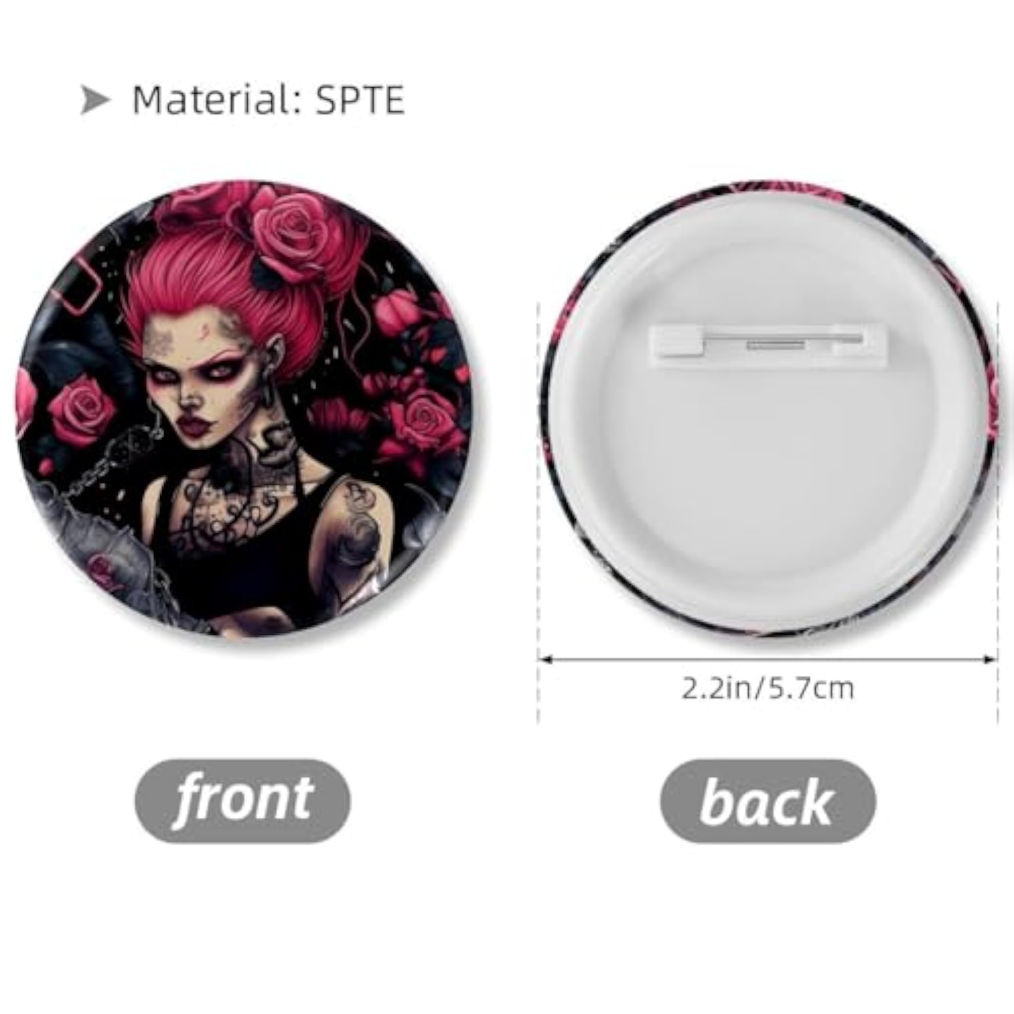 6-Pack Kids' Skull Punk Style Button Pins, Trendy Brooches