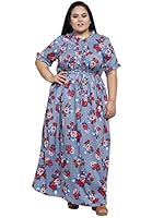 Flambeur Crepe Multicolor Maxi Floral Dress for Women