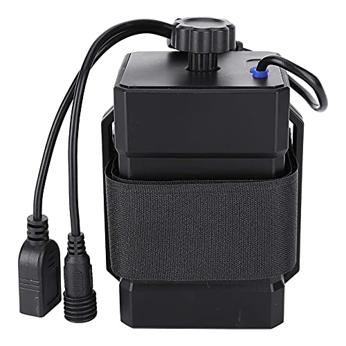 equlup Torba na akumulator rowerowy, DC 12,6 V Akumulator 3x18650/3x26650 Etui na akumulator litowy Wodoodporny pokrowiec z wtyczką DC i USB do reflektora