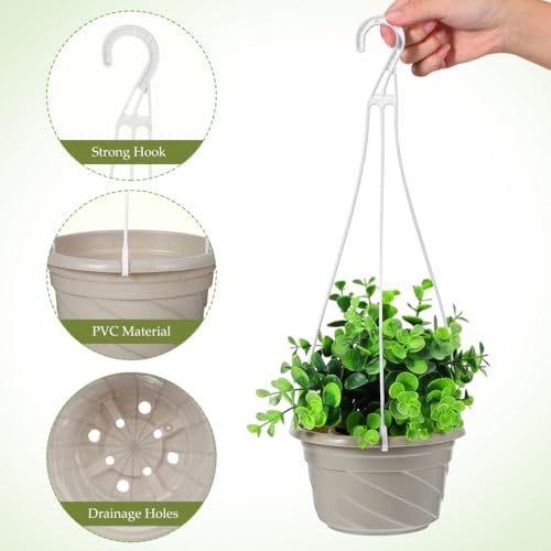 Image of balacoo 6.69 Inch Plastic Hanging Planters with Drainage Holes and Hooks Lightweight Window Planter Pots for Indoor Outdoor Balcony Garden Set of 4 Hanging Baskets