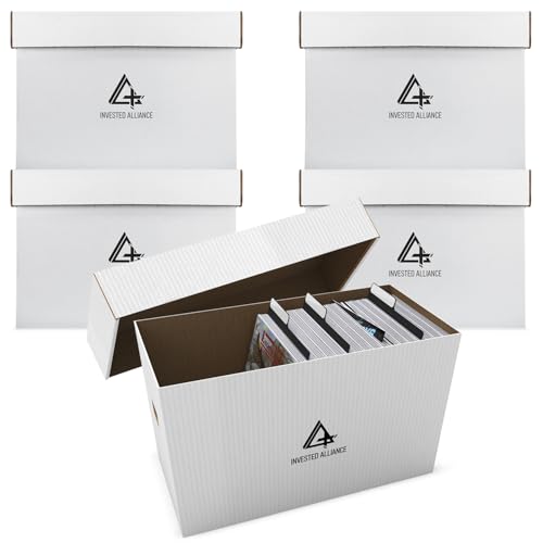 Premium Short Comic Book Storage Box (5 Pack - White). Thick Cardboard Comic Book Box/Cabinet. Comics Books Bin for 150-175 Collectibles. Comics Boxes Storage Case/Cabinet to Showcase Collectibles.