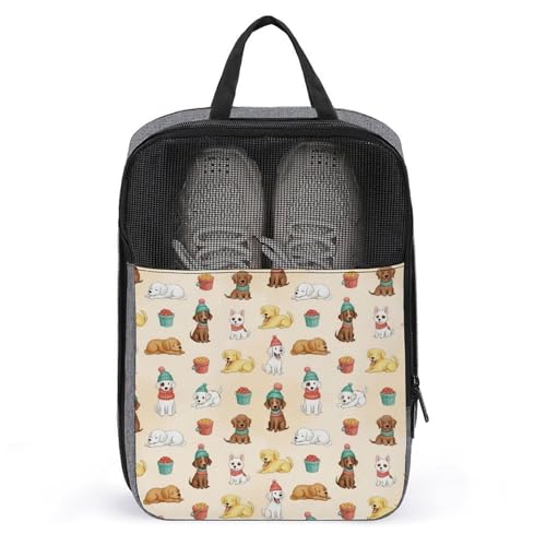 Fashionable Shoe Storage Bag for Travel, Lovely Golden Retriever, Unisex Waterproof Breathable Shoe Organizer, Versatile for Women and Men
