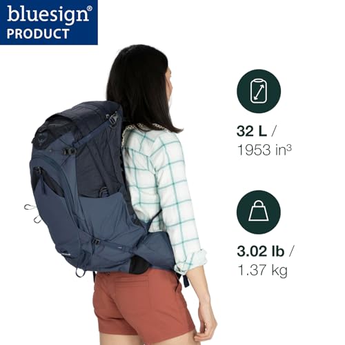 Image of Osprey Mira 32L Women's Hiking Backpack with Hydraulics Reservoir, Anchor Blue