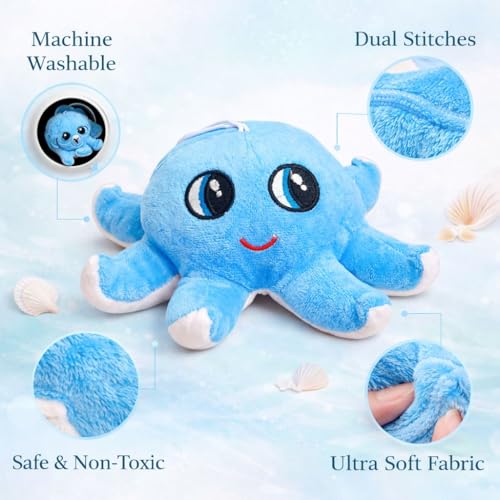 Image of Octopus Plush, Stuffed Animal, Plush Toy, Gifts for Kids 23 CM Blue & Pink