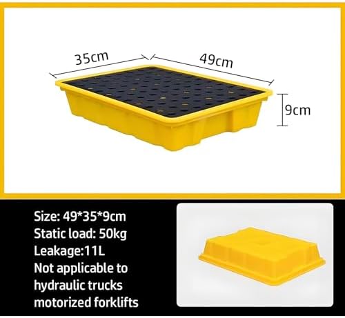 Polyethylene Spill Containment Pallet for Oil Drums, Modular Tray 49x35x9cm, Perfect for Warehouses, Factories, and Hazardous Material Storage