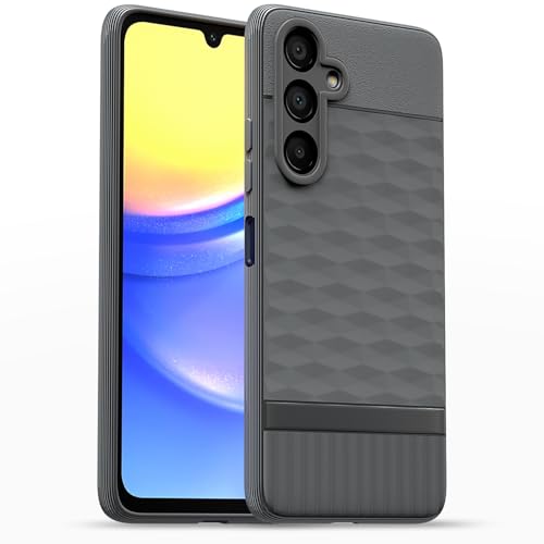 Image of Pikkme Back Cover for Samsung Galaxy F15 5G / Samsung Galaxy M15 5G Camera Protection 3D Hexa Cube Design Silicone Protective Bumper Case (Grey)