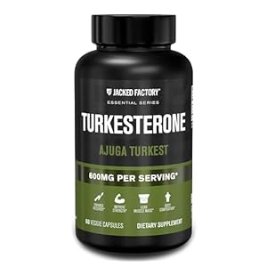 Jacked Factory Turkesterone 600mg – Lean Muscle Builder for Men, Supports Increased Strength and Physical Performance, Assists with Post Workout Muscle Recovery – 60 Count