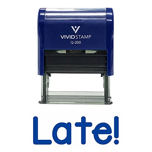 Late! Teacher Self Inking Rubber Stamp (Blue Ink) - Medium